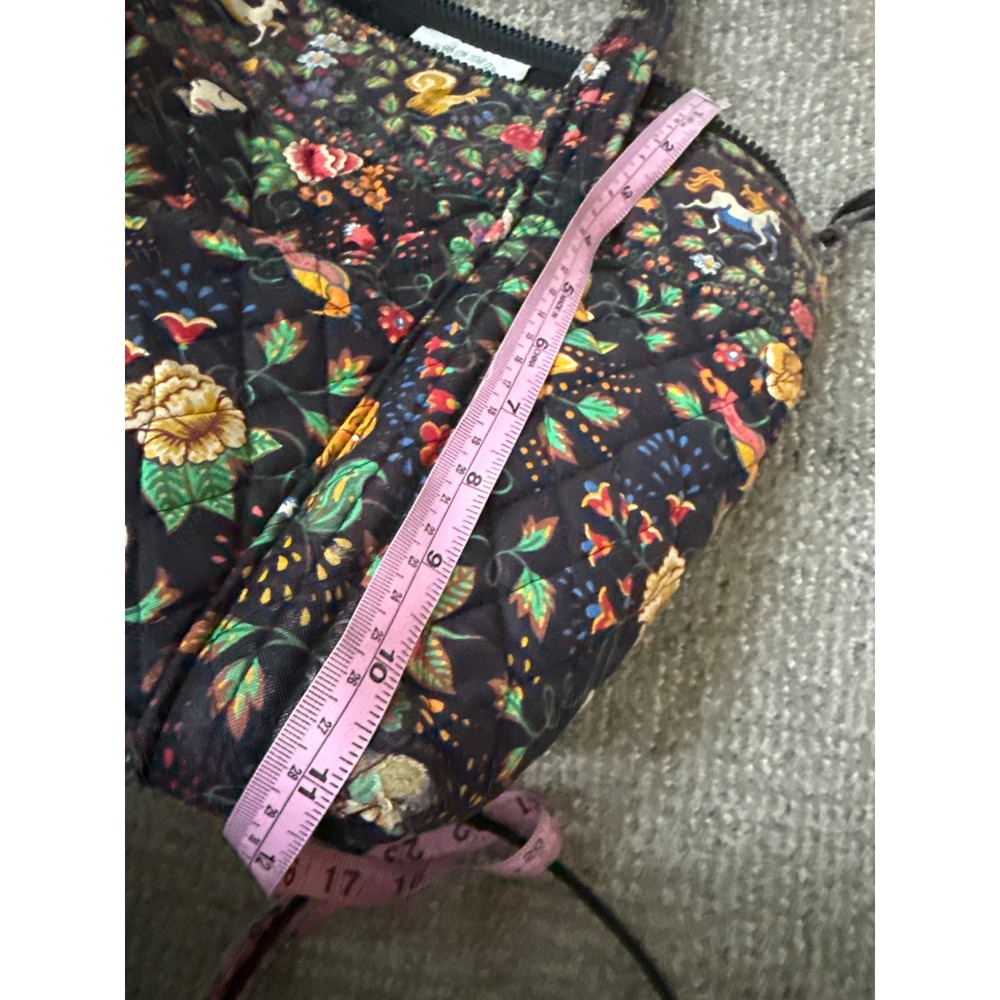 Vera Bradley Tavern on the Green Quilted Tote Bag Unicorn Floral Woodland Black - Picture 10 of 12